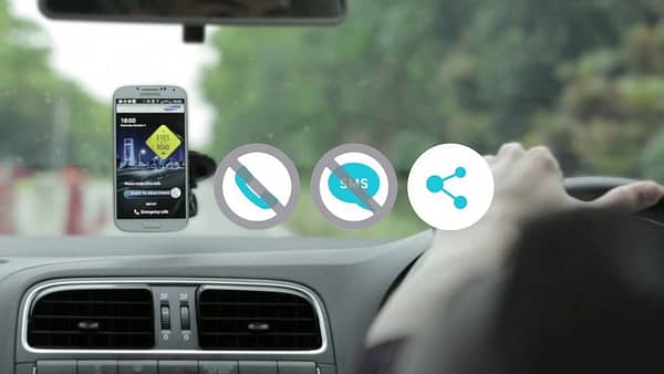 Ứng dụng “Eyes on the road” sẽ chặn sóng liên lạc và gửi tin nhắn thông báo chủ sở hữu điện thoại của nó hiện không tiện sử dụng điện thoại 