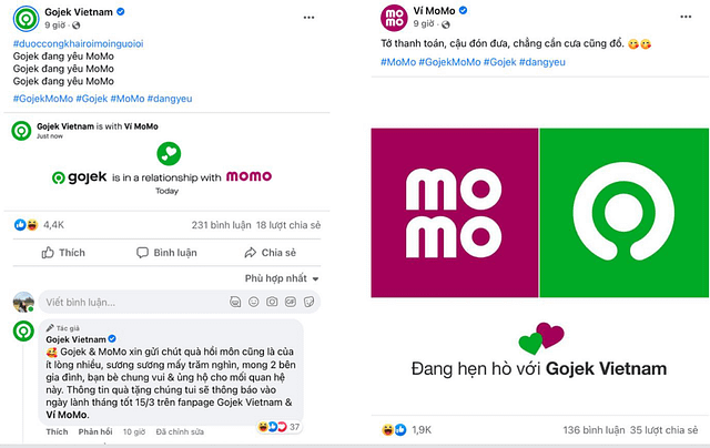 Chiến dịch Hợp tác giữa Gojek với ví điện tử MoMo “phủ sóng” mạng xã hội Facebook Việt Nam năm 2022